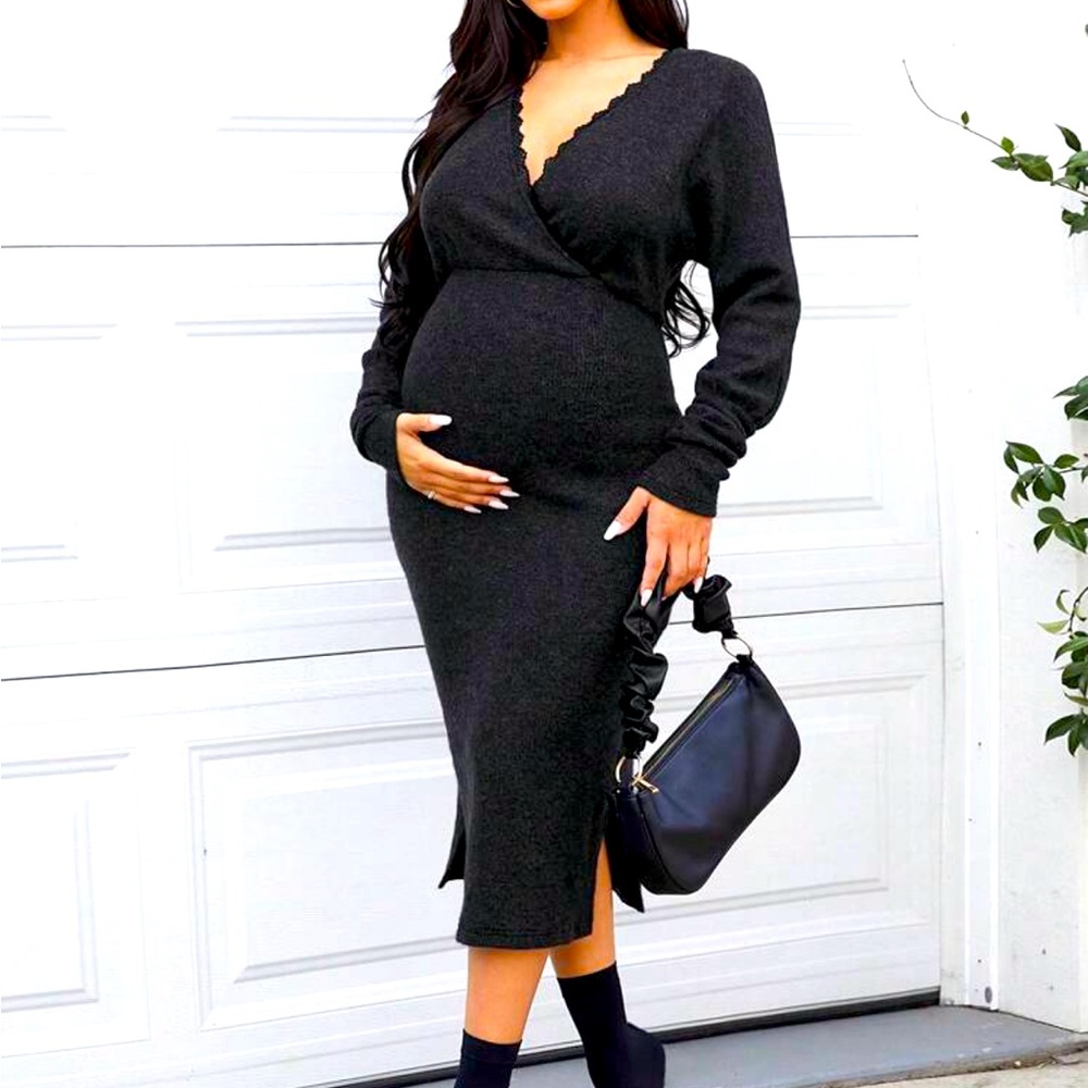 New Maternity Dress, Size 2XL, Black/Grey
